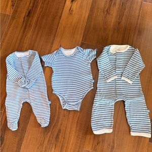 Lot of 3- Striped Blue and White Kids One Piece Set